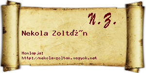 Nekola Zoltán névjegykártya